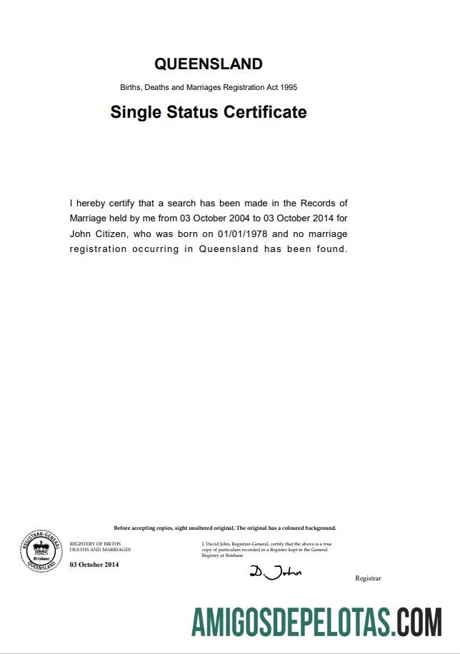 Em branco modelo de certificado de divórcio da Austrália Queensland no Word