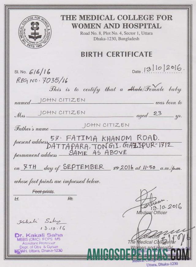 Índia, faculdade de medicina para mulheres e certidão de nascimento hospitalar exemplo
