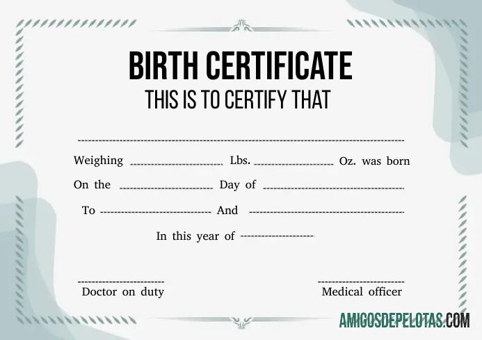 Certidão de nascimento de consultório médico amostra