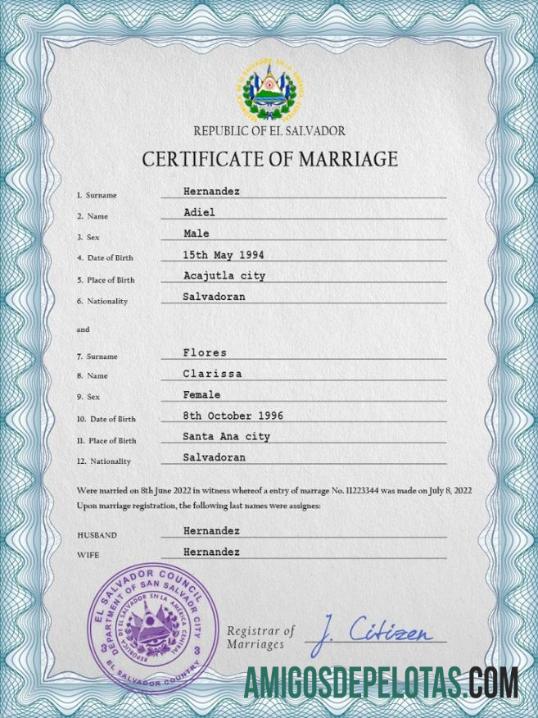 para download Modelo PSD de certidão de casamento de Salvador