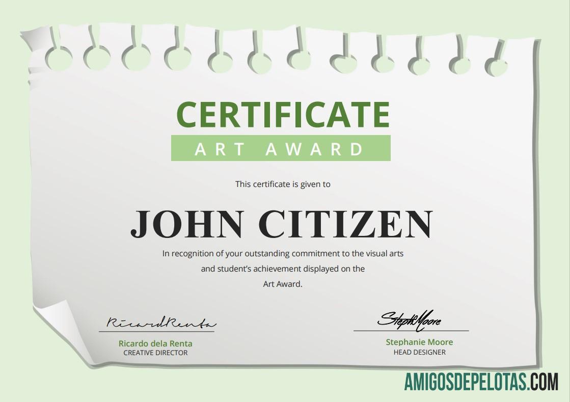 para download Modelo de certificado do USA Art Award em formato Word e PDF