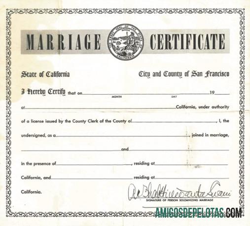 Registro de Casamento dos EUA da Certidão de Casamento da Califórnia baixar para verificação