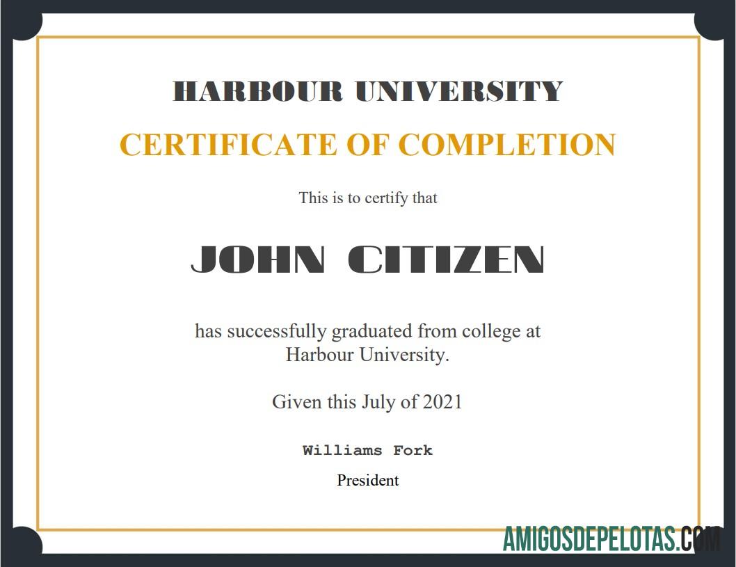 Certificado de Reconhecimento dos EUA modelo