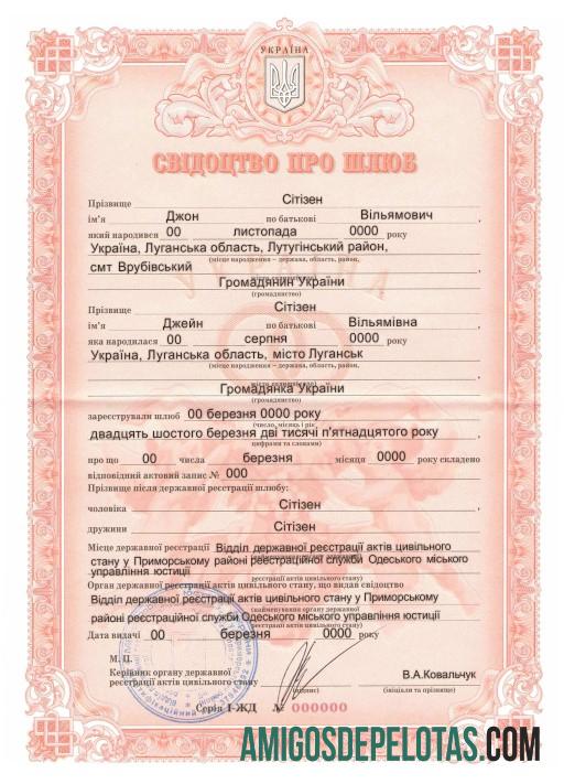 para download Modelo PSD de certidão de casamento da Ucrânia, com fontes