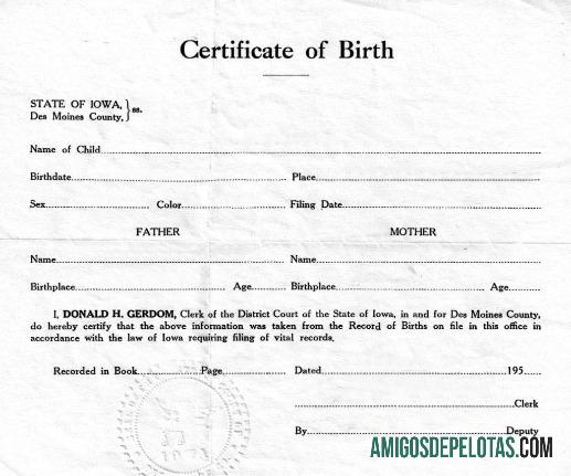 Certidão de nascimento do Tribunal Distrital dos Estados Unidos de Iowa baixar para verificação
