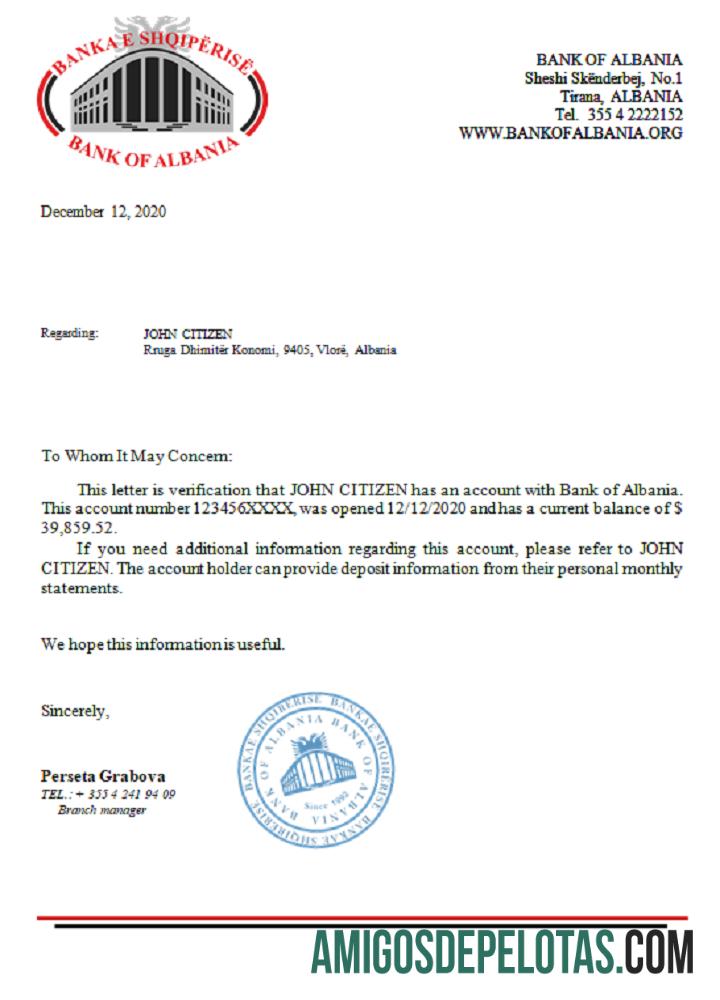 Referência do Banco da Albânia da Albânia exemplo