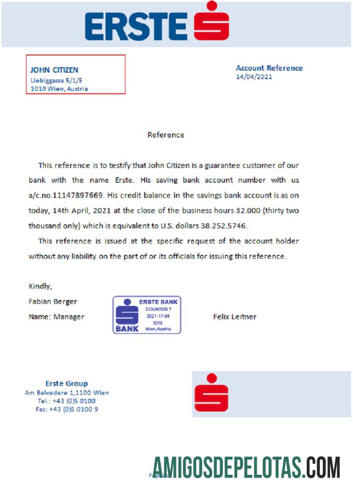 Primeira referência da Áustria exemplo