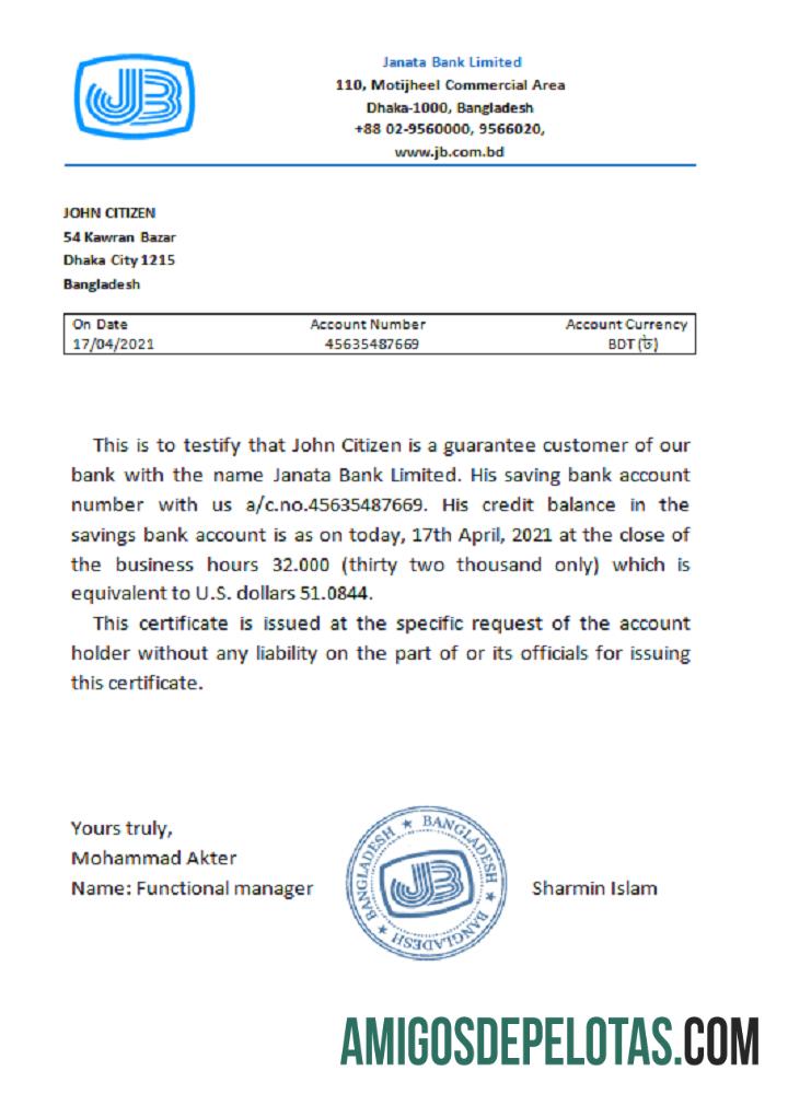 Referência de Bangladesh Janata modelo