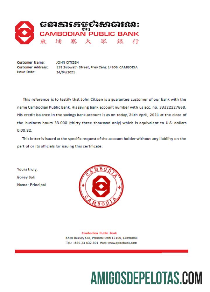Referência do Camboja Cambojanopublicbank modelo