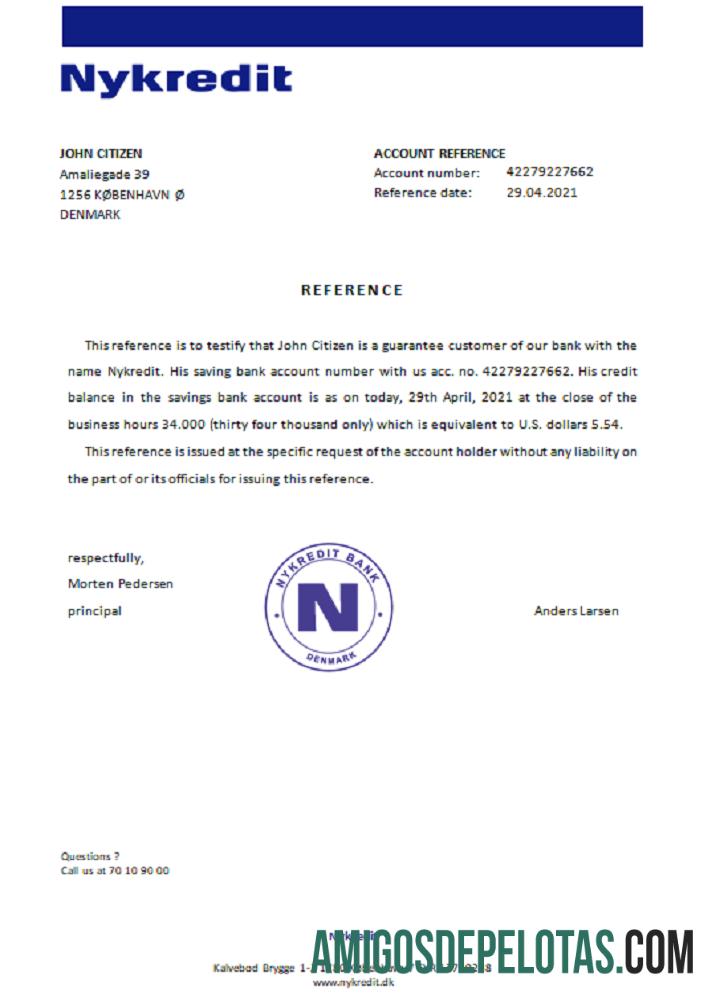 Referência Nykredit da Dinamarca amostra