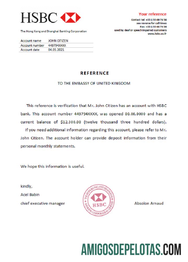 Referência HSBC França amostra