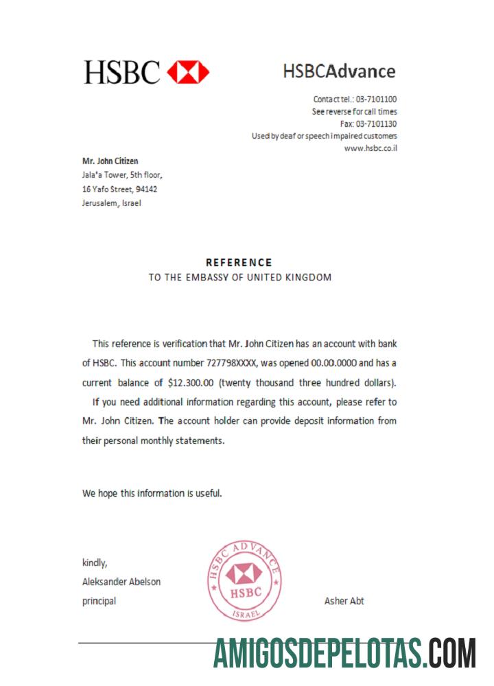 Referência do HSBC de Israel exemplo