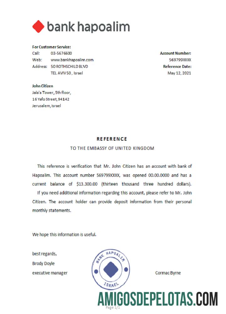 Referência Israel Hapoalim exemplo