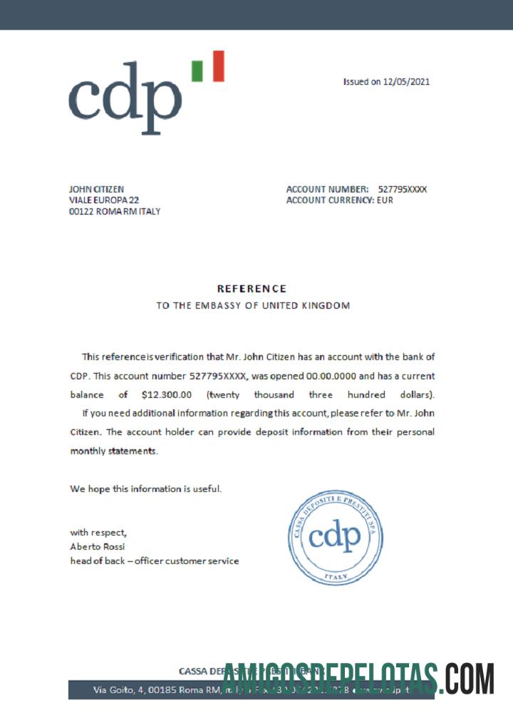 Referência do CDP da Itália exemplo real