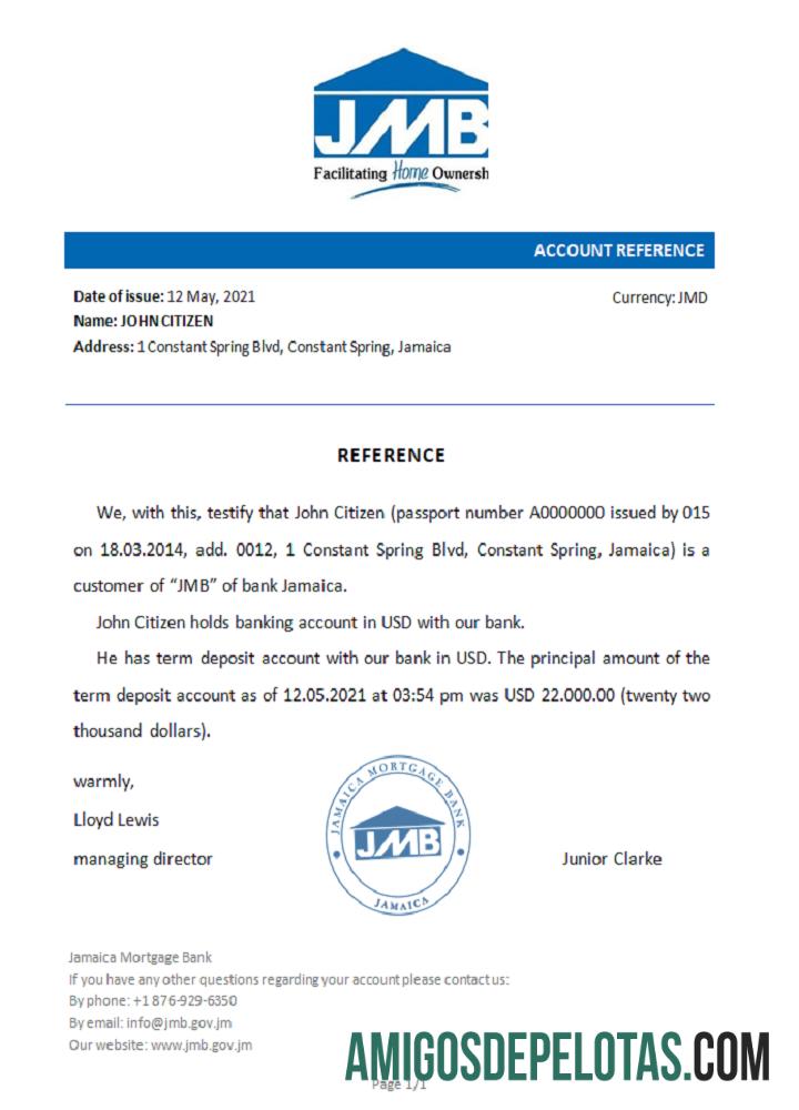 Referência de hipoteca da Jamaica modelo