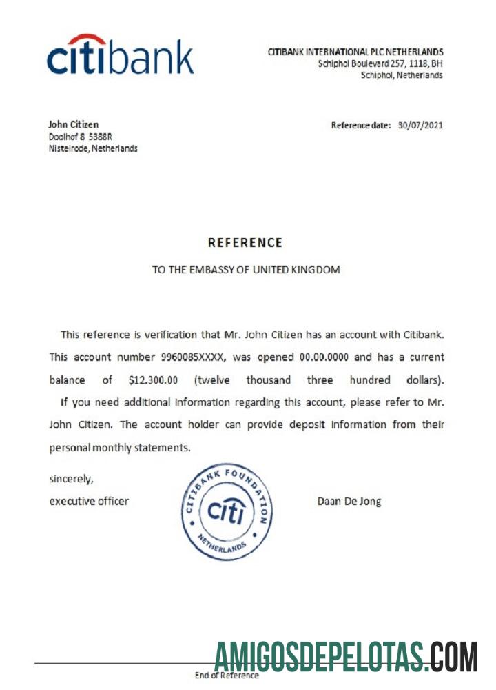 Referência do Citibank da Holanda modelo