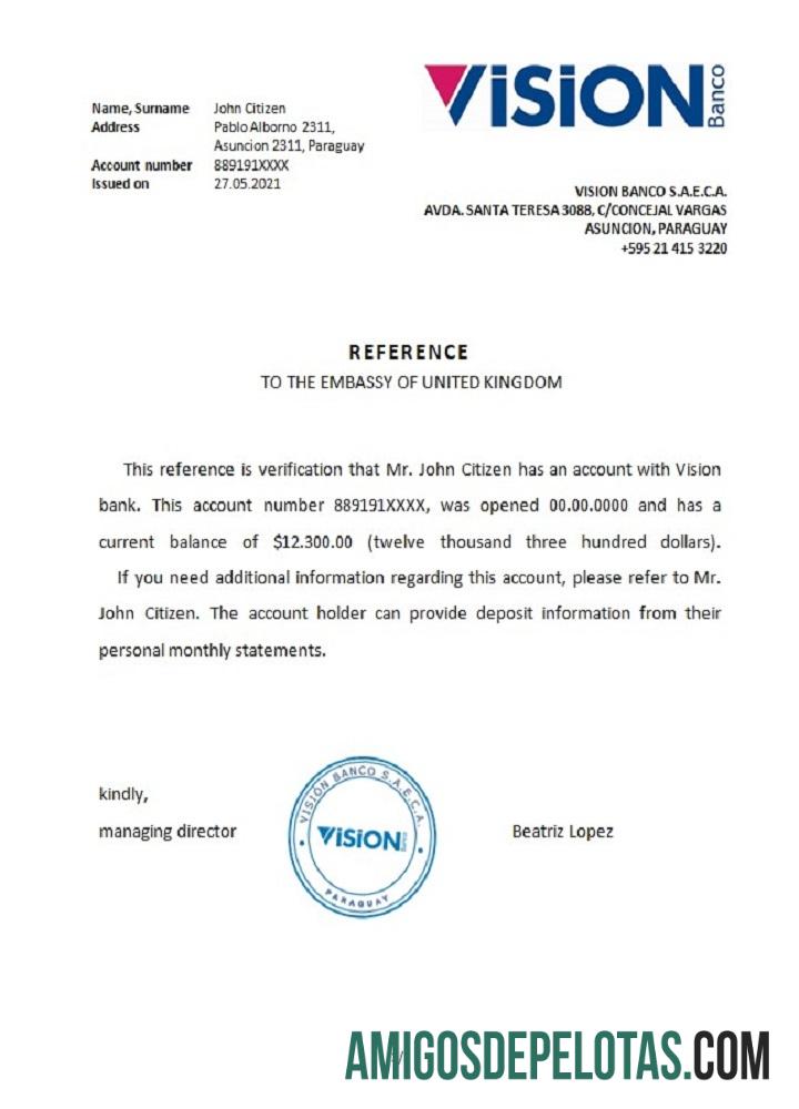 Referência da Visão Paraguai exemplo real