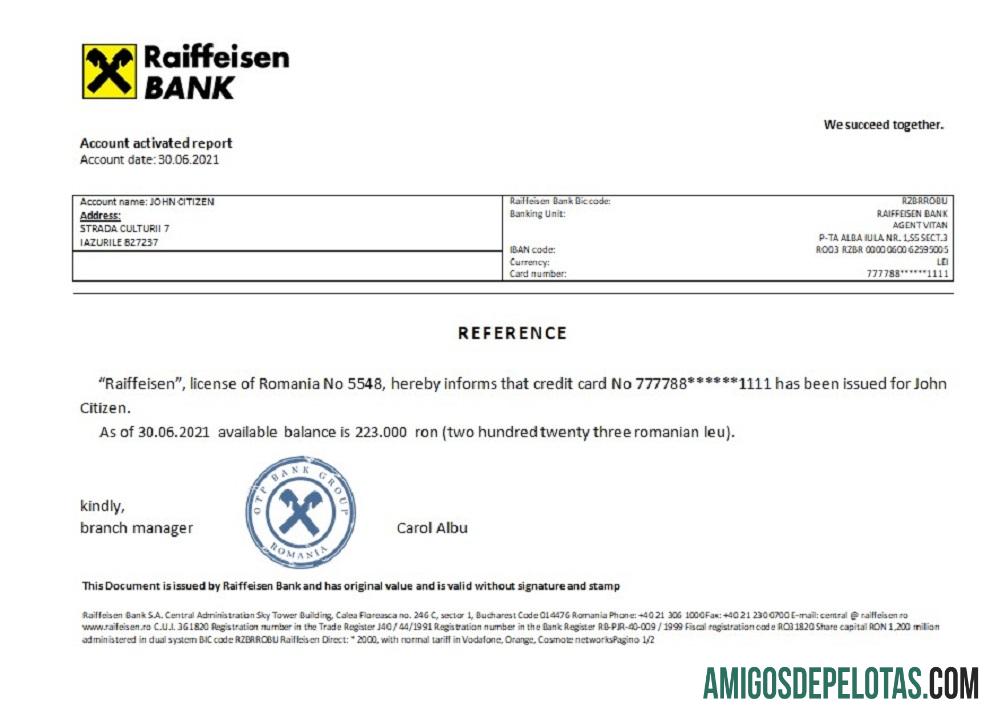 Referência Romênia Raiffeisen baixar para verificação