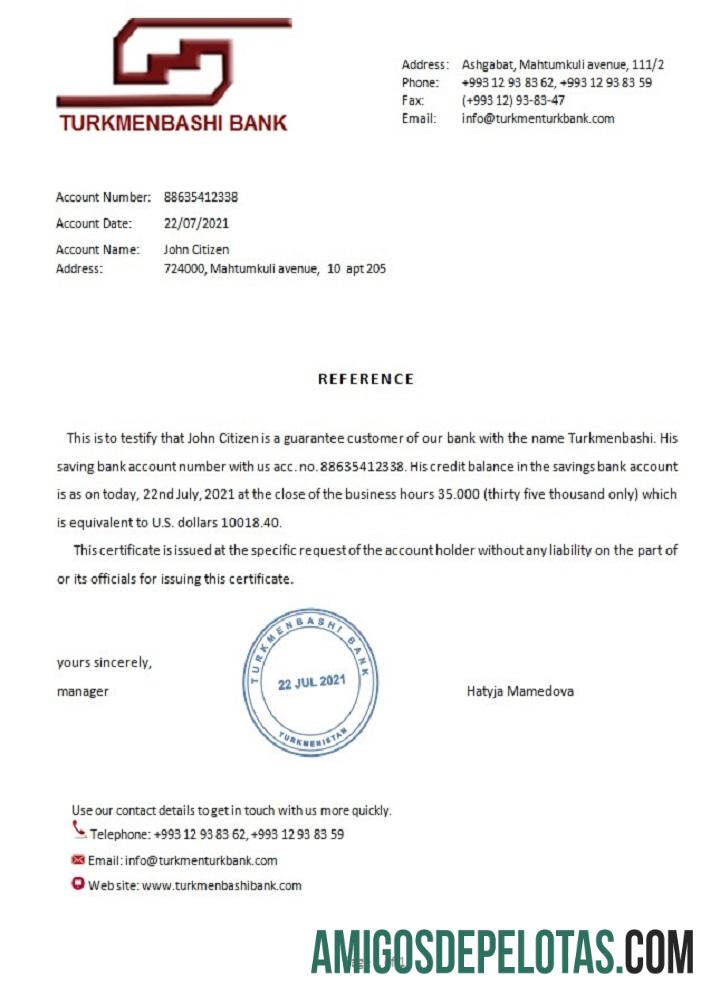 Referência Turkmenbashi do Turcomenistão amostra