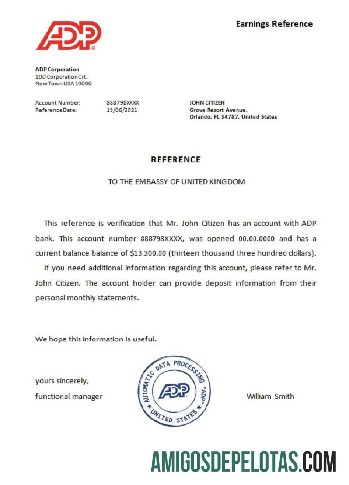 Referência ADP dos EUA modelo