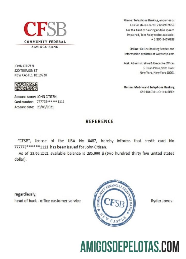 Referência CFSB dos EUA baixar para verificação