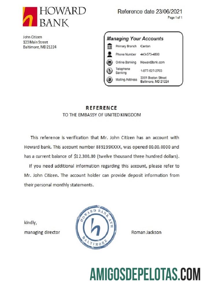 Referência Howard dos EUA amostra