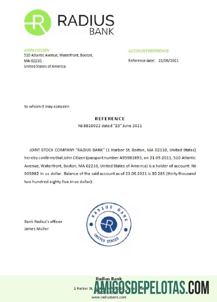 Referência de raio dos EUA exemplo