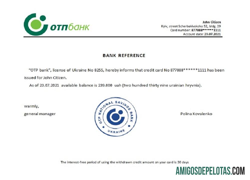 Referência OTP da Ucrânia exemplo