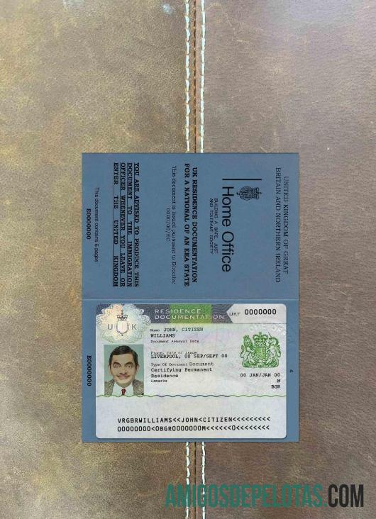 para download Documentação de residência no Reino Unido 2 modelos PSD também com